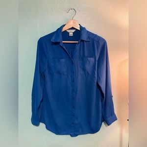 Christopher & Banks Blue Button Up Tunic Petite Small